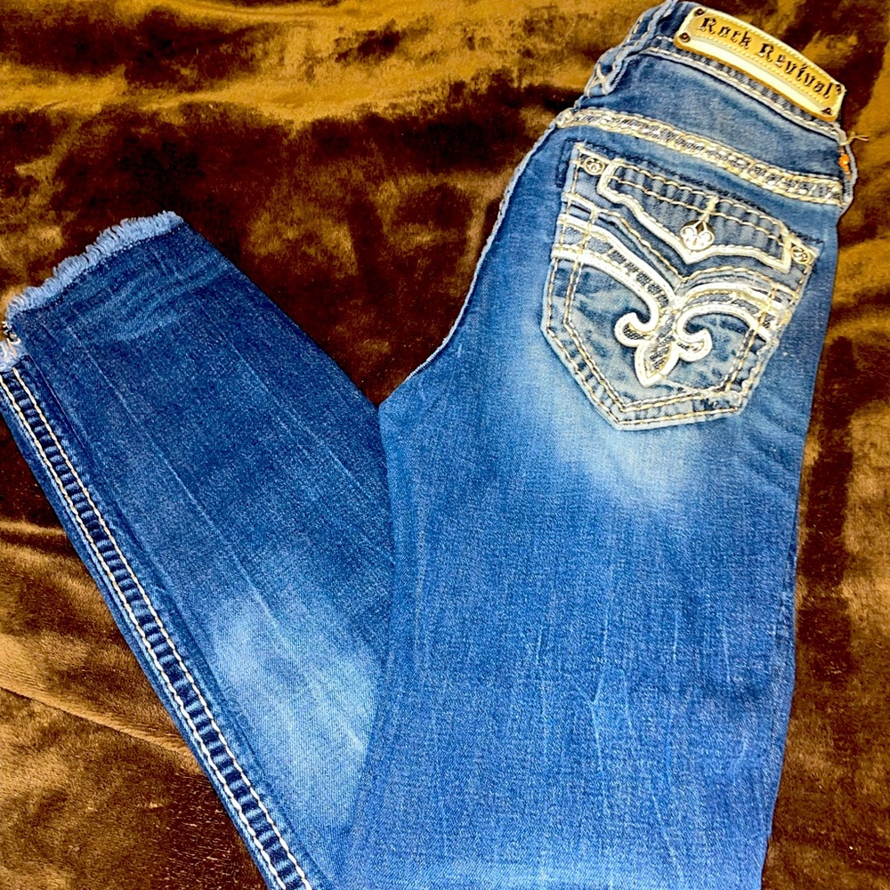 Rock Revival frayed bottom skinny jeans